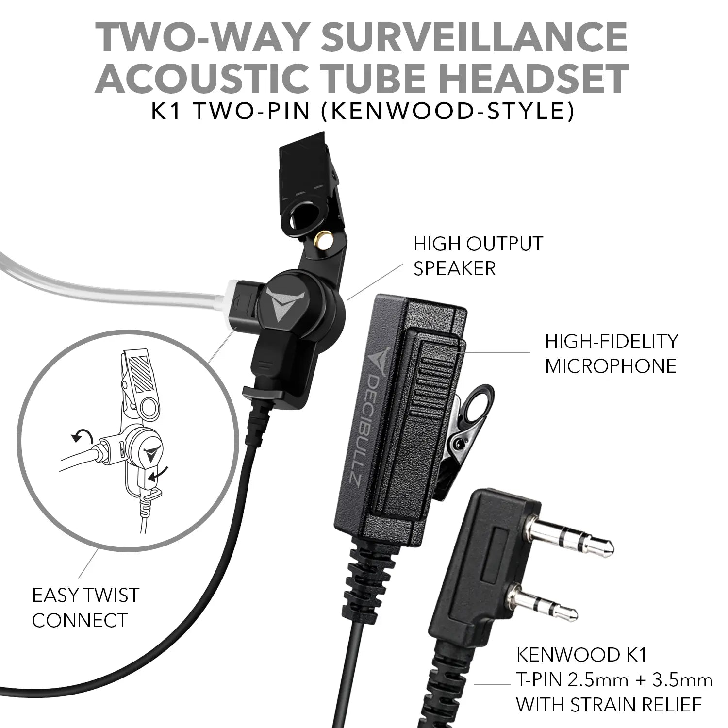 Two-Way Surveillance Acoustic Tube Headset (Kenwood)