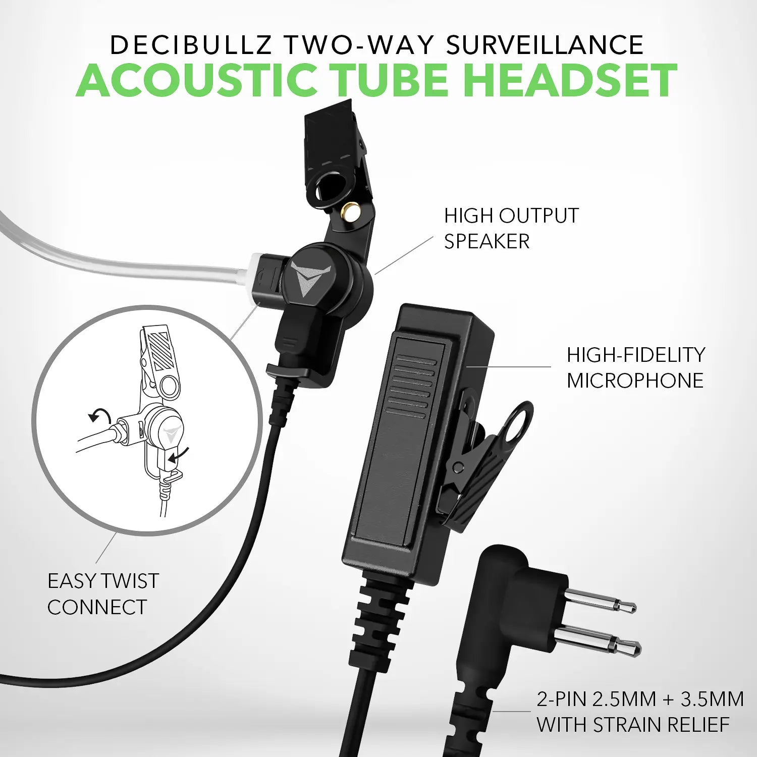 +Awareness Custom Molded Two-Way Surveillance Acoustic Tube Headset (Motorola)