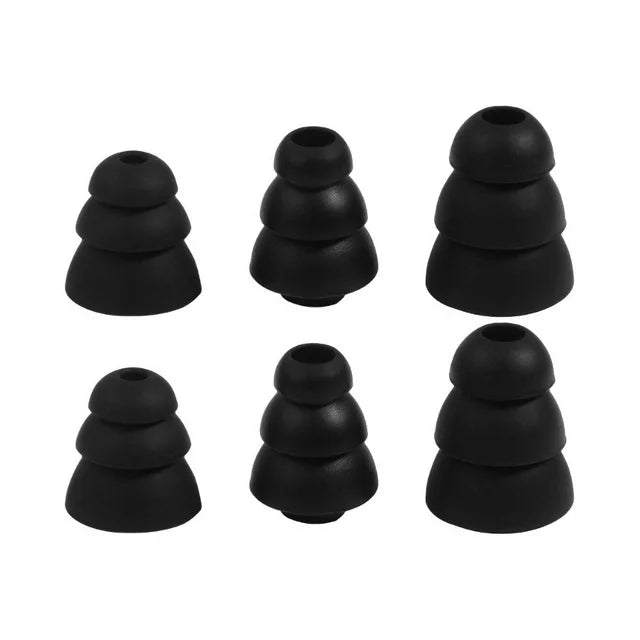 REPLACEMENT Triple Flange Open Silicone Ear Tips Black