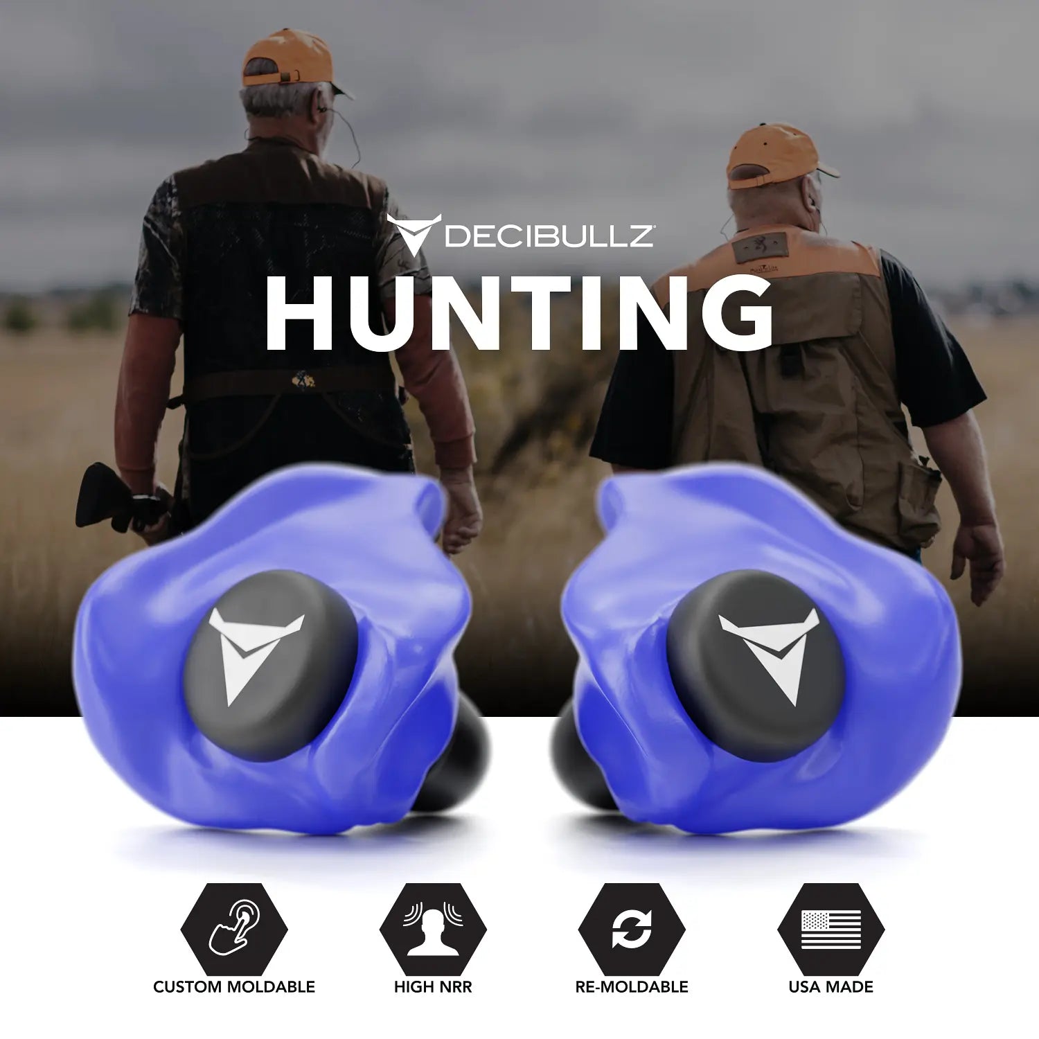 Decibullz - Custom Molded Earplugs, 31dB Highest NRR, Comfortable Hearing  Protection for Shooting, Travel, Swimming, Work and Concerts (Orange)